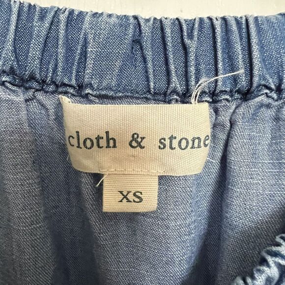 Cloth and Stone Womens Mini Dress Chambray 100% Tencil Off Shoulder Size XS Blue - Picture 5 of 7